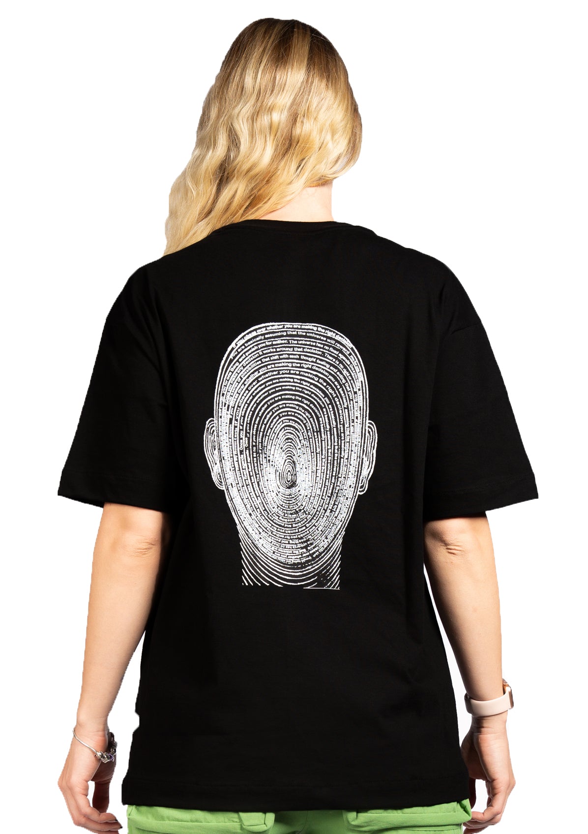 Signature Face Oversized printed Black T-shirt for her .